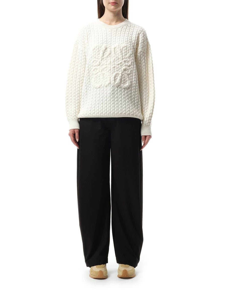 Loewe Cable Anagram Sweater in White