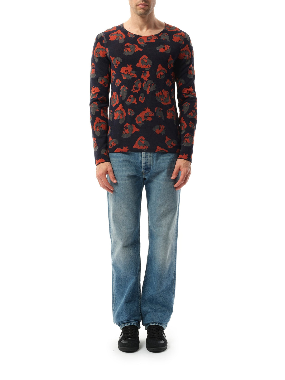 Leopard Jacq Raw Sweatshirter in Navy