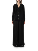 Sacai Cotton Knit x Cotton Poplin Cardigan in Black
