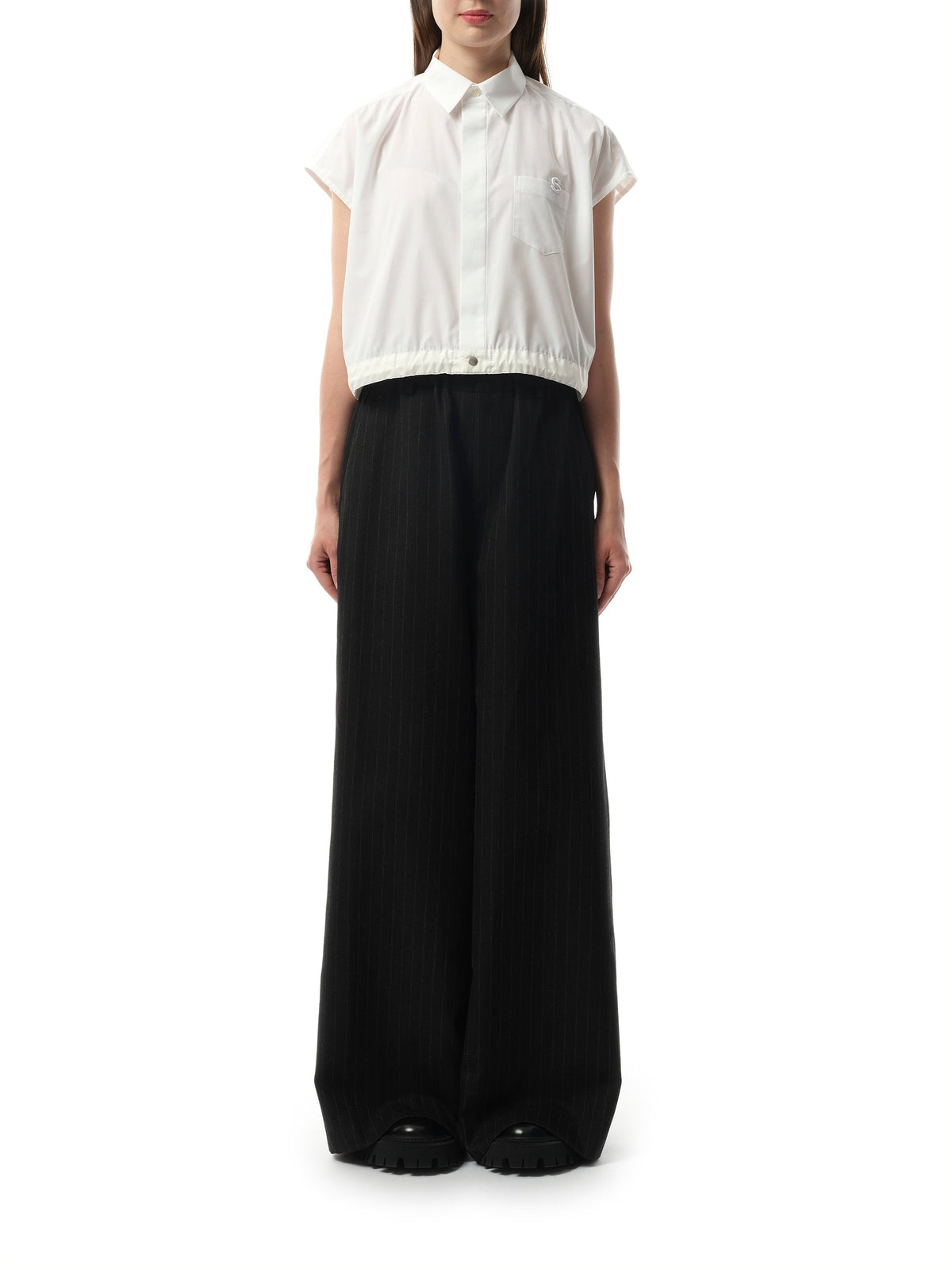 Sacai S Cotton Poplin Shirt in Off White