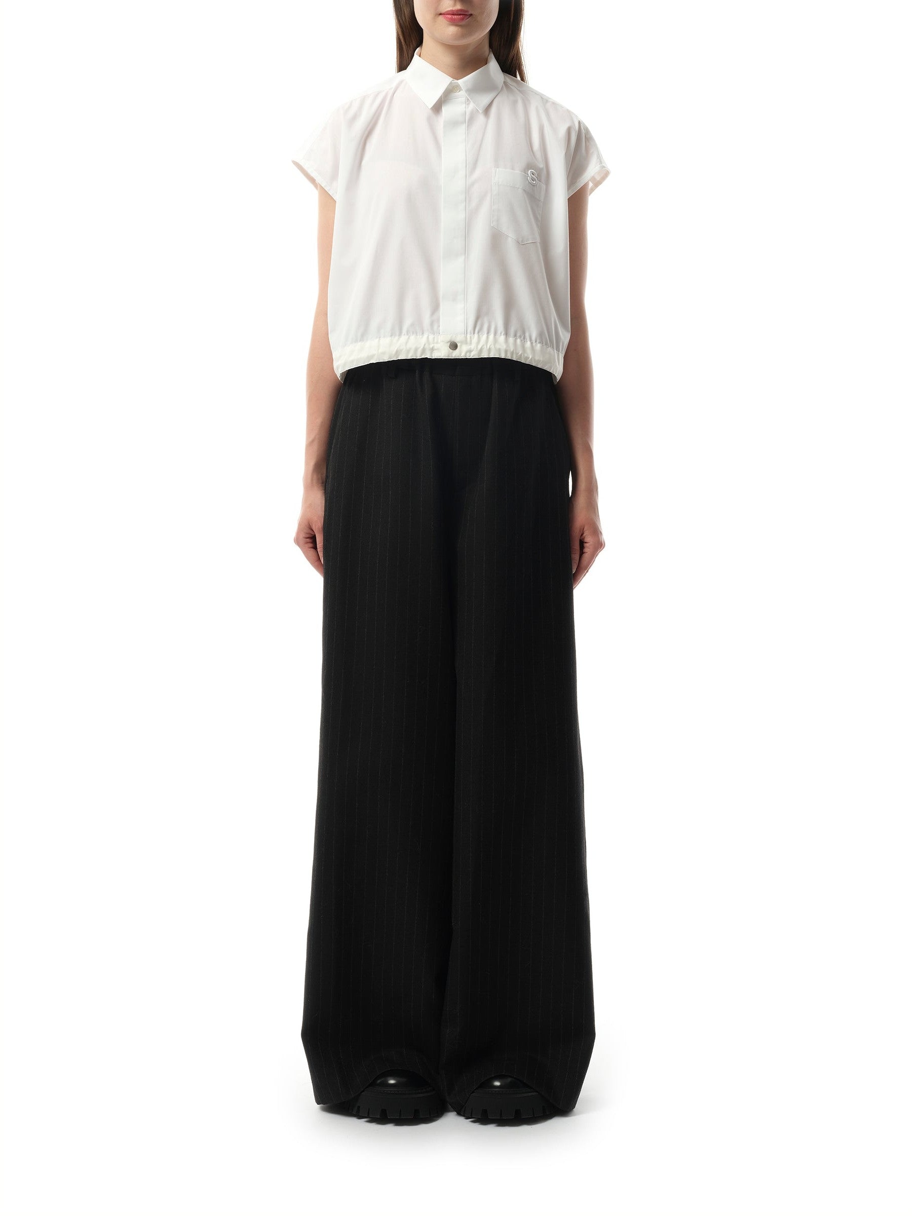 Sacai S Cotton Poplin Shirt in Off White
