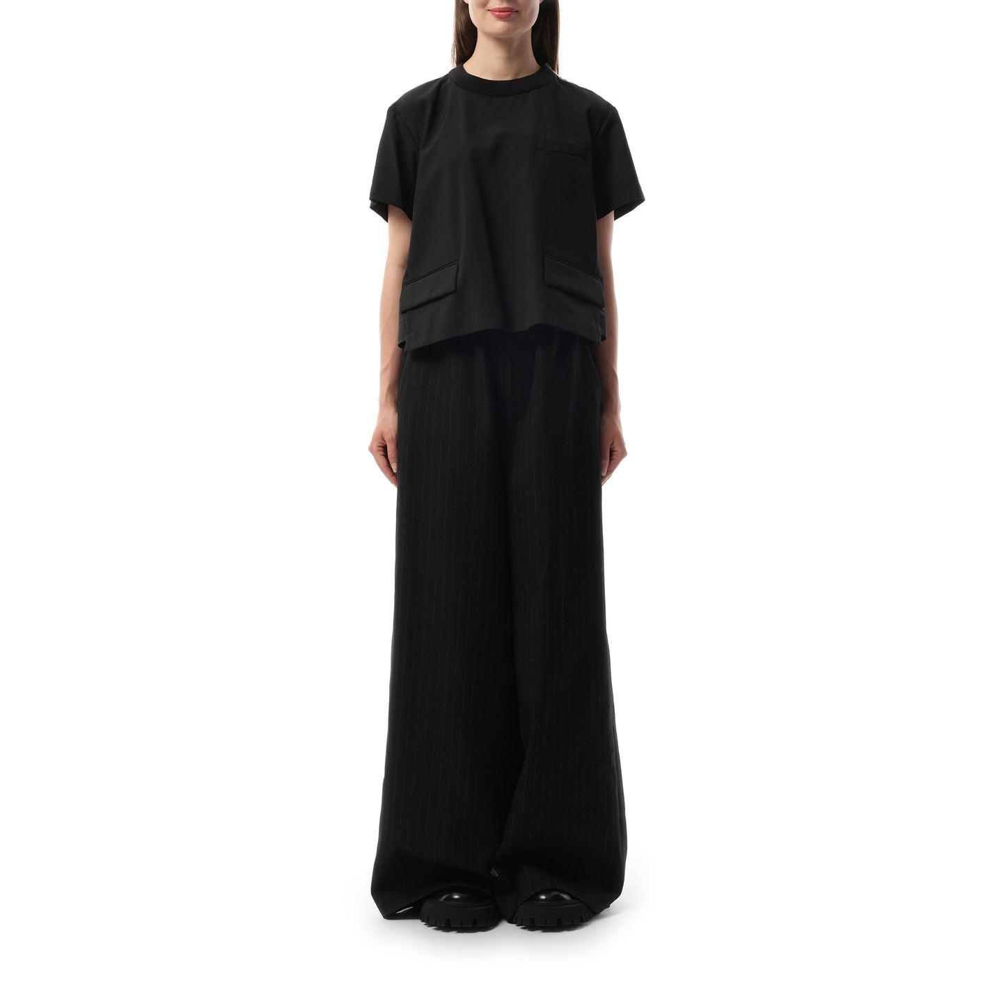 Suiting Short-sleeve Pullover in Black