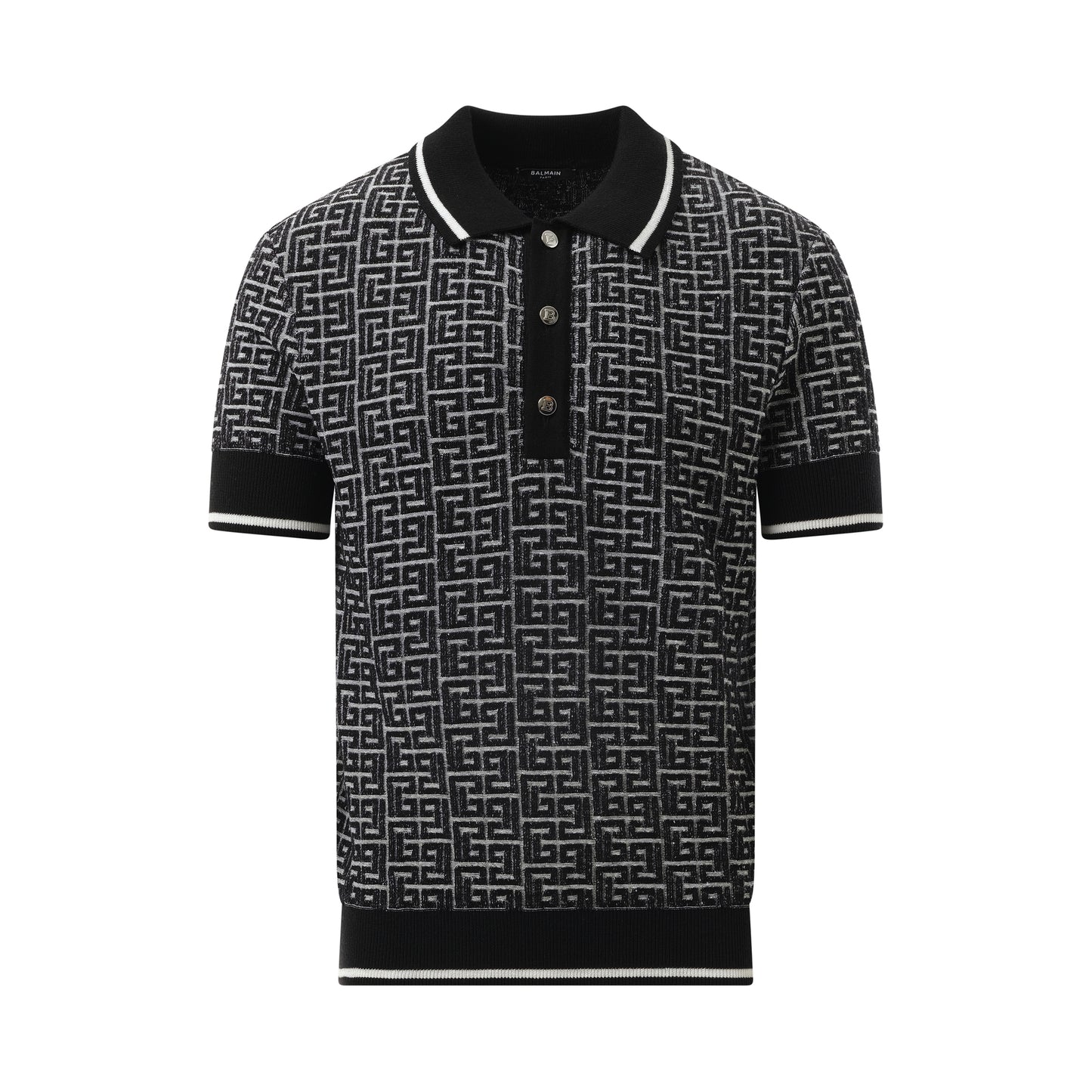 Monogram Vanise Knit Polo in White/Black