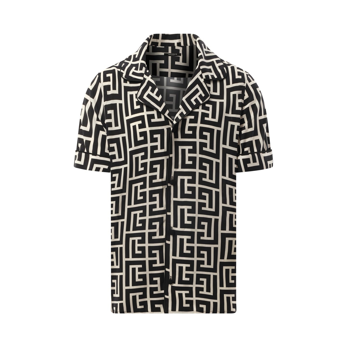 Macro Monogram Pyjama Shirt in Ivory/Black