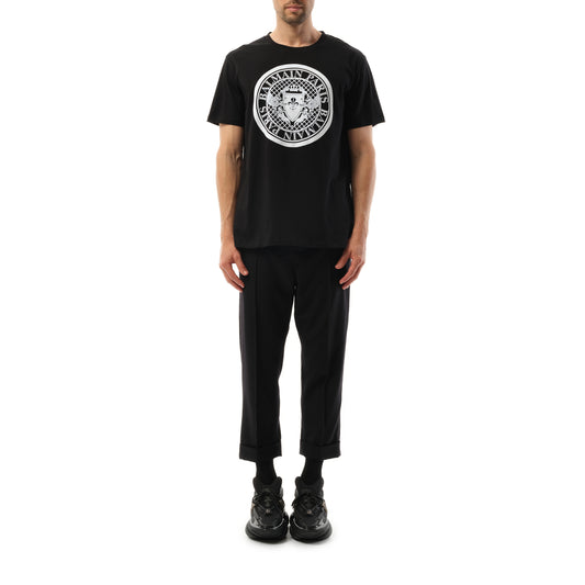 Coin Flock Reg Fit T-Shirt in Black/White