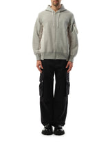 Sacai Sponge Sweat Nylon Twill Zip Hoodie in Light Gray