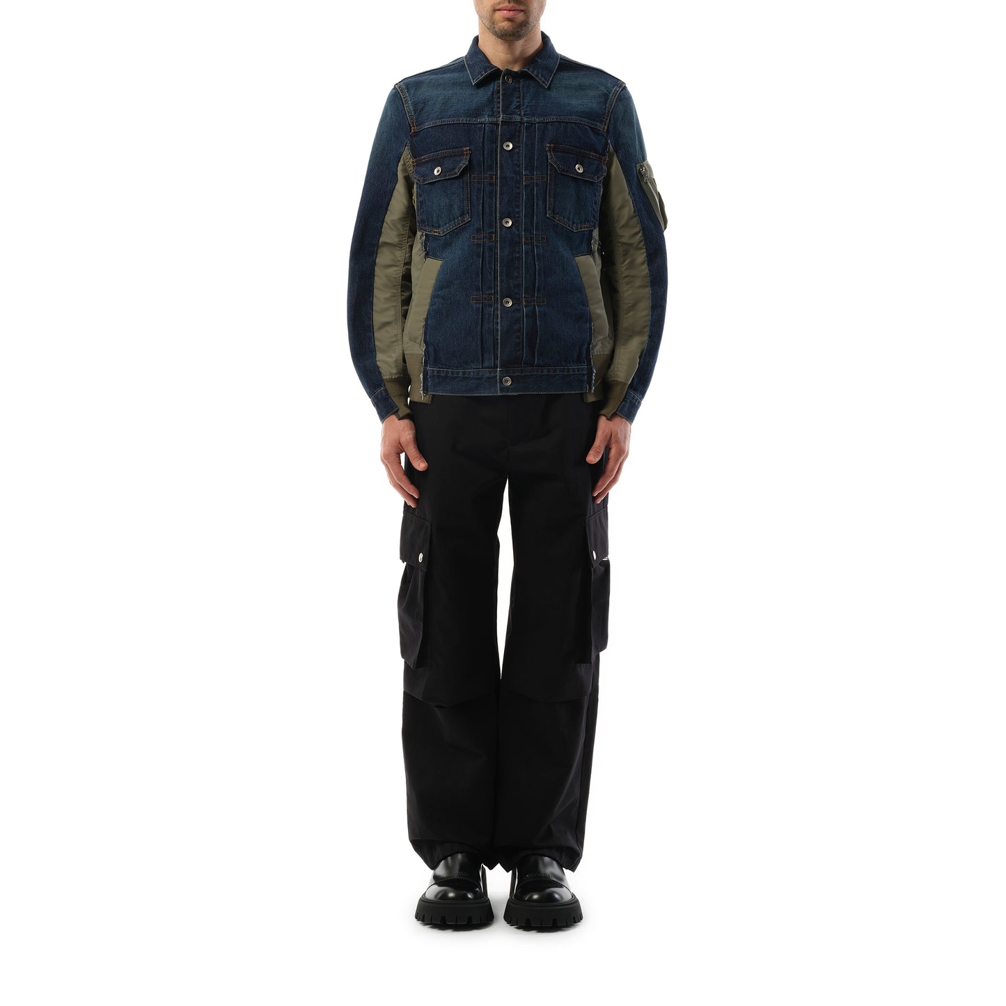 Denim Nylon Twill Jacket in Blue