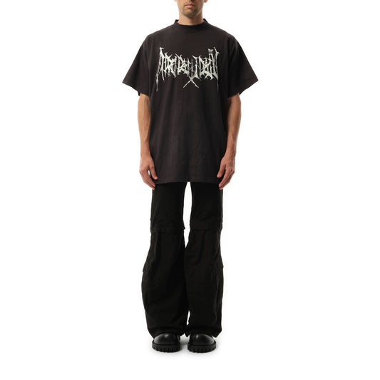 AI Metal Oversized T-Shirt in Washed Black/White