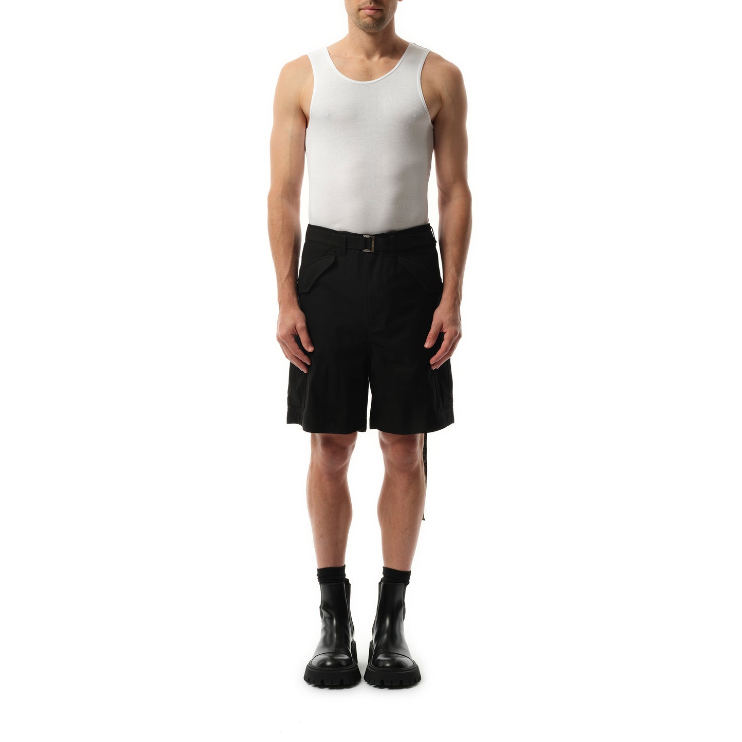 Cotton Twill Shorts in Black