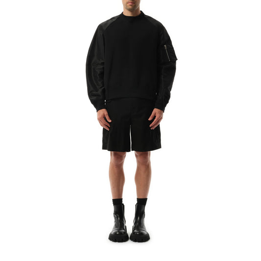 Sponge Sweat Nylon Sweatshirt in Black