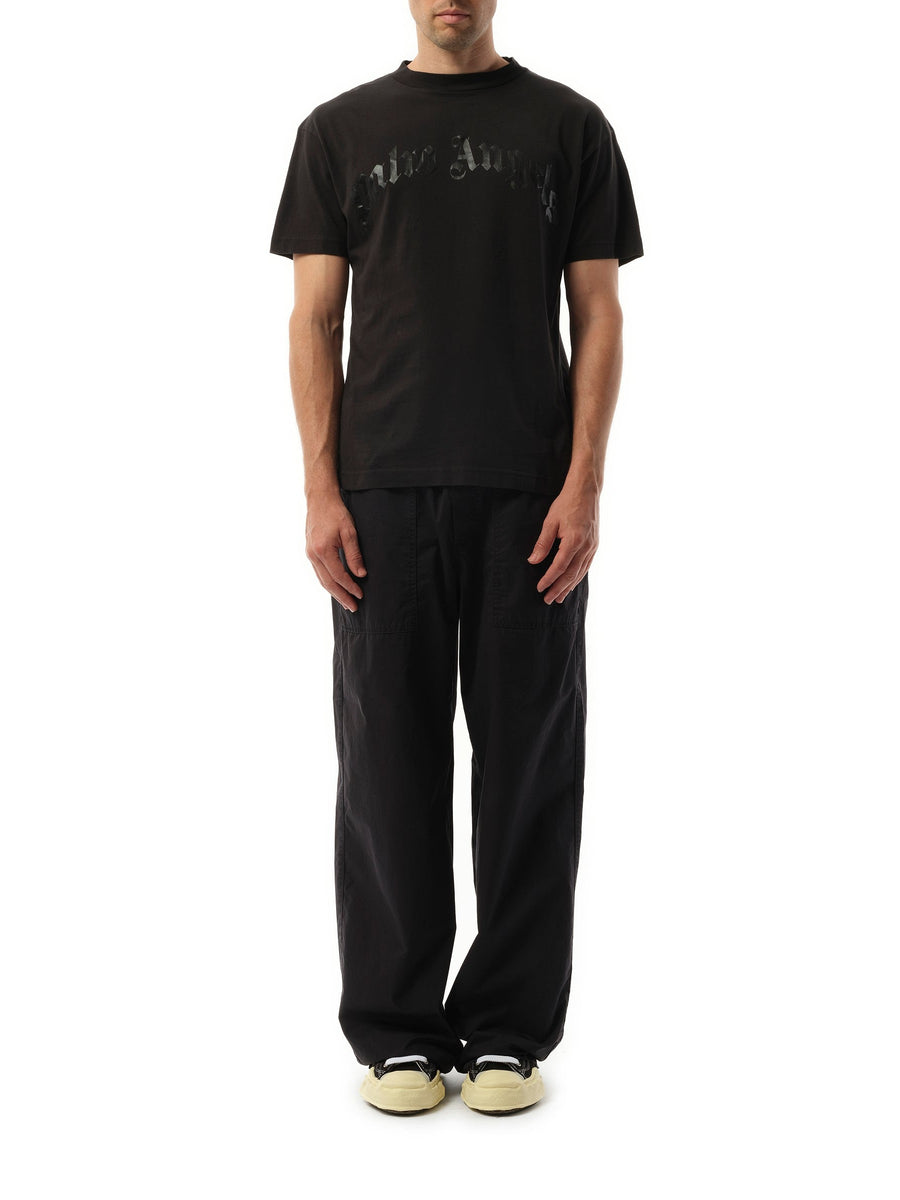 Palm Angels Curved Logo T-Shirt in Black