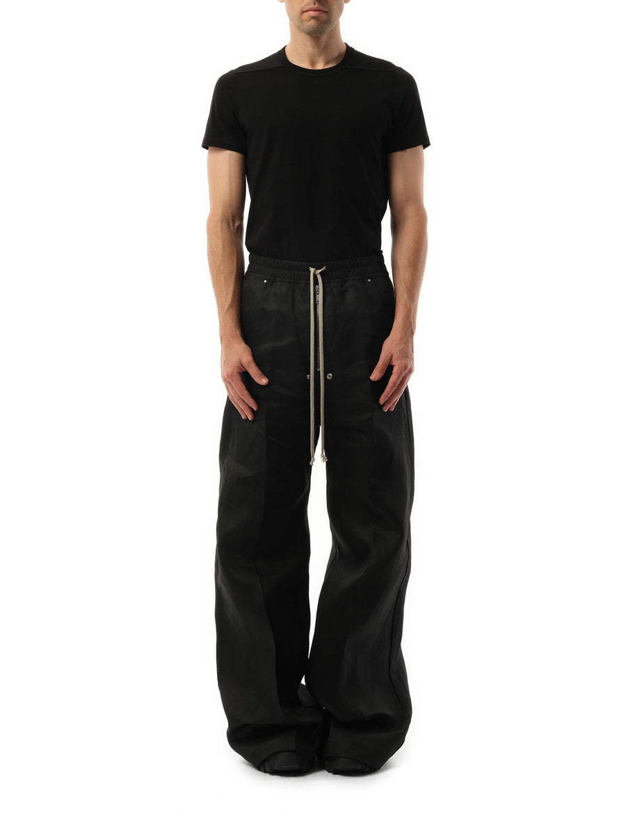 Rick Owens Linen Wide Bela Pants in Black