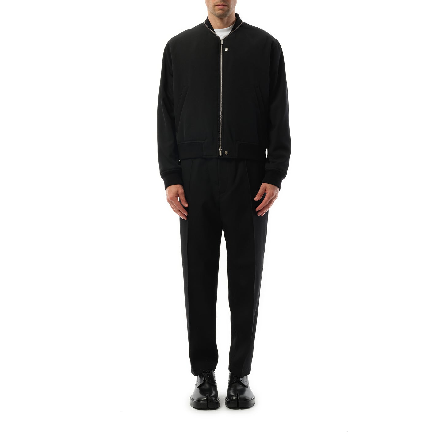 Jil Sander Zip Bomber Jacket in Black