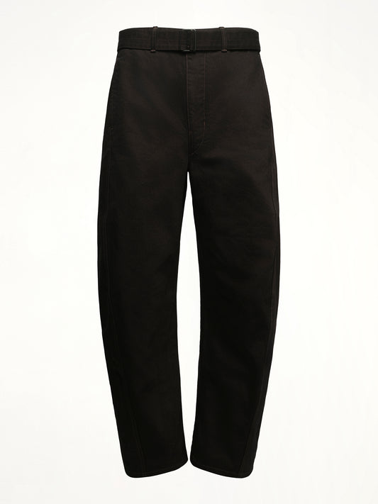 Denim Twisted Belted Pants in Black