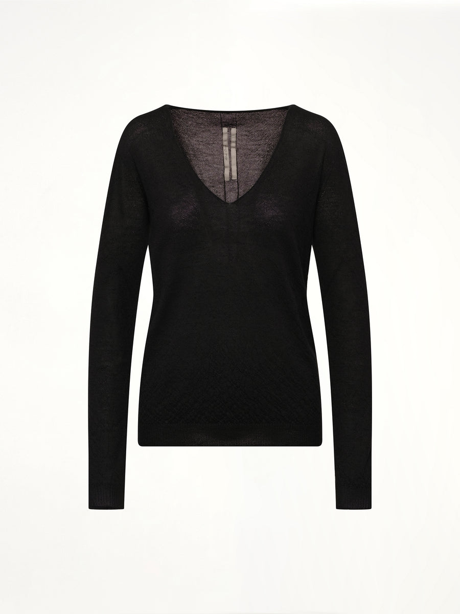 Cashmere V-Neck Pull in Black