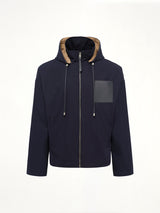 Hooded Jacket in Navy/Beige