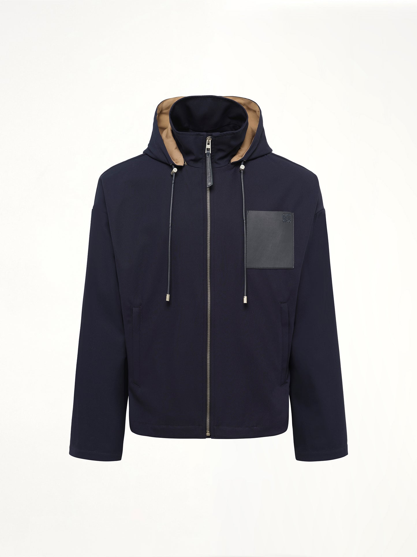 Hooded Jacket in Navy/Beige