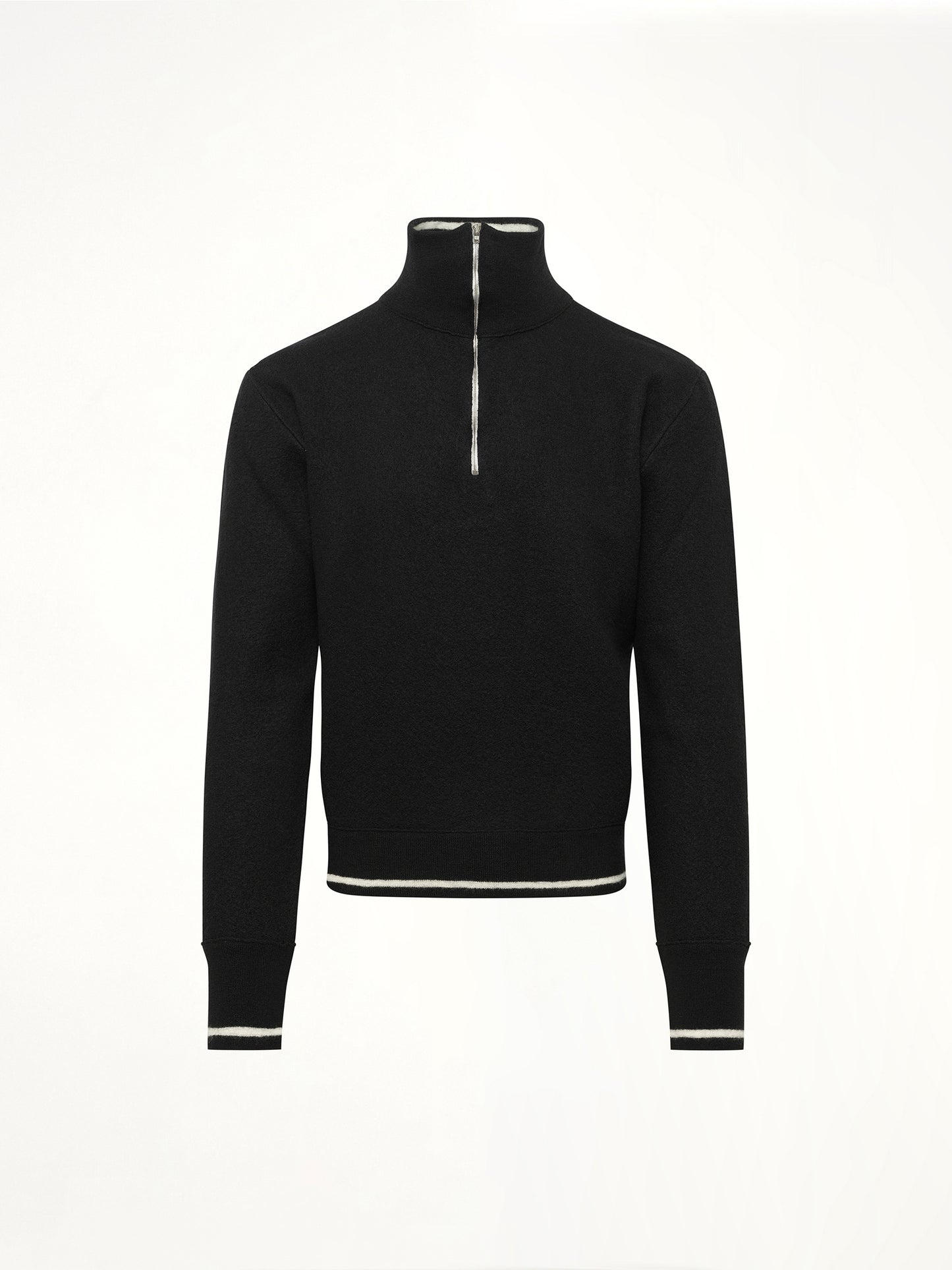 Gauge 14 Felted Zip Sweater in Black/Off White
