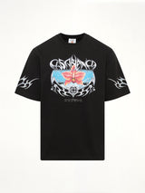 Blades Printed Oversized T-Shirt in Black