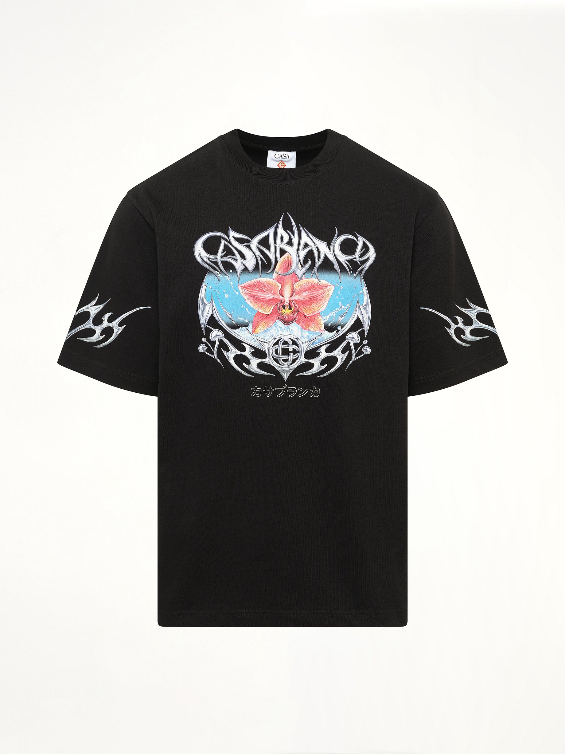 Blades Printed Oversized T-Shirt in Black