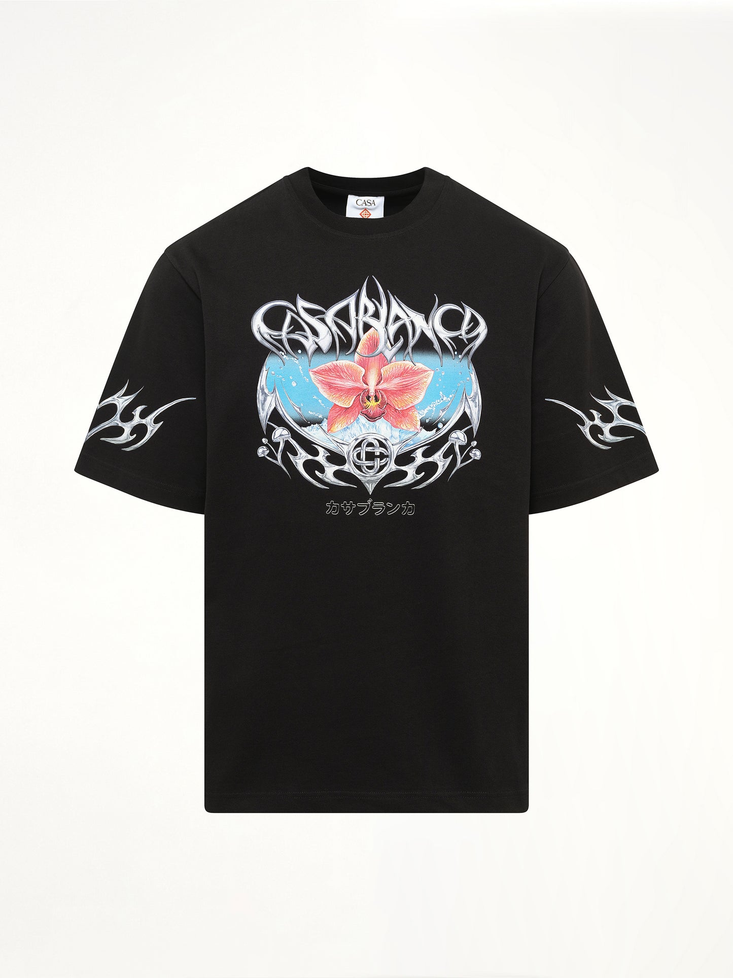 Blades Printed Oversized T-Shirt in Black