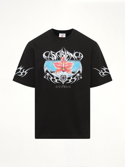 Blades Printed Oversized T-Shirt in Black