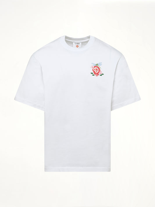 Dragonfly Floral Print T-Shirt in White
