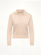 Lambswool Knit Polo in Pale Pink