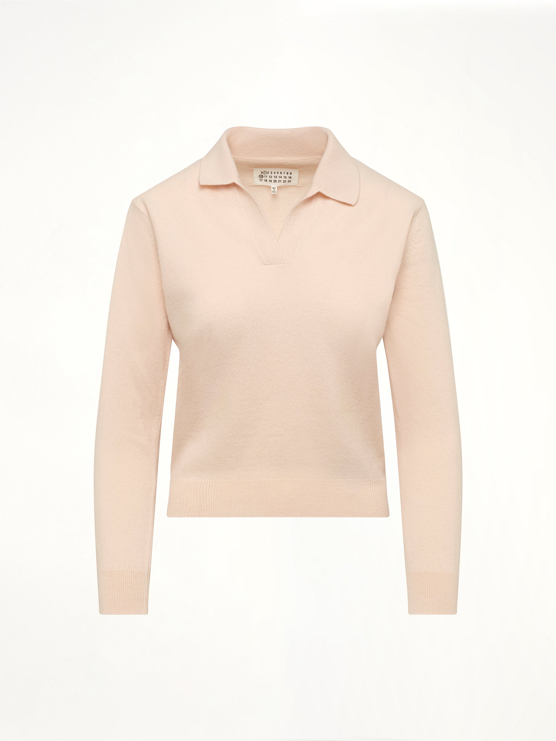 Lambswool Knit Polo in Pale Pink