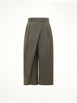 Cropped Wrap Trouser in Khaki Green