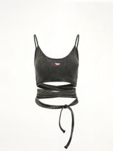 T-LEYA-TAIL-R1 Top in Black/Dark Grey