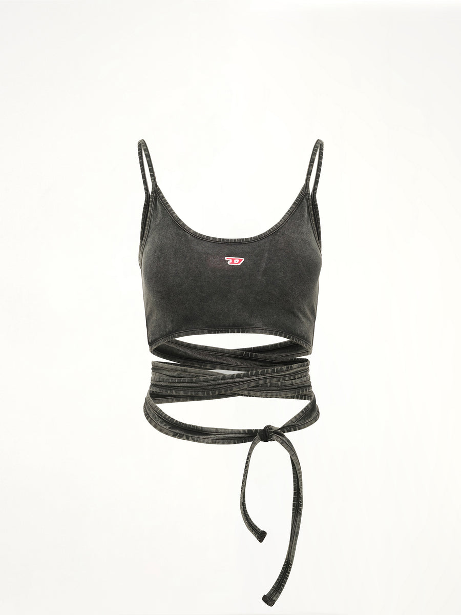 T-LEYA-TAIL-R1 Top in Black/Dark Grey