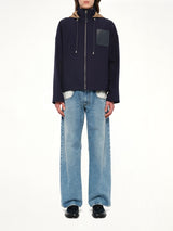 Hooded Jacket in Navy/Beige