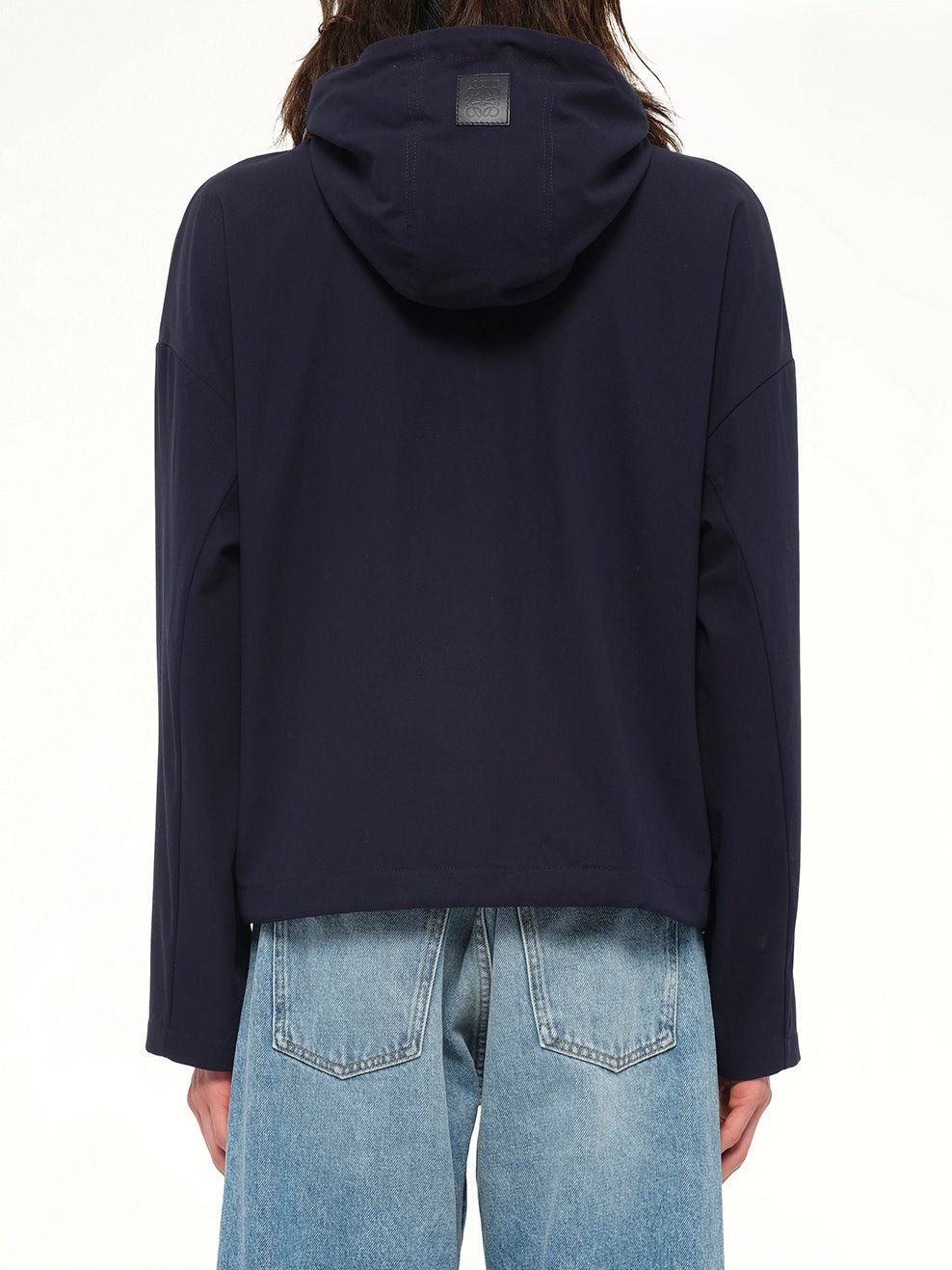 Hooded Jacket in Navy/Beige