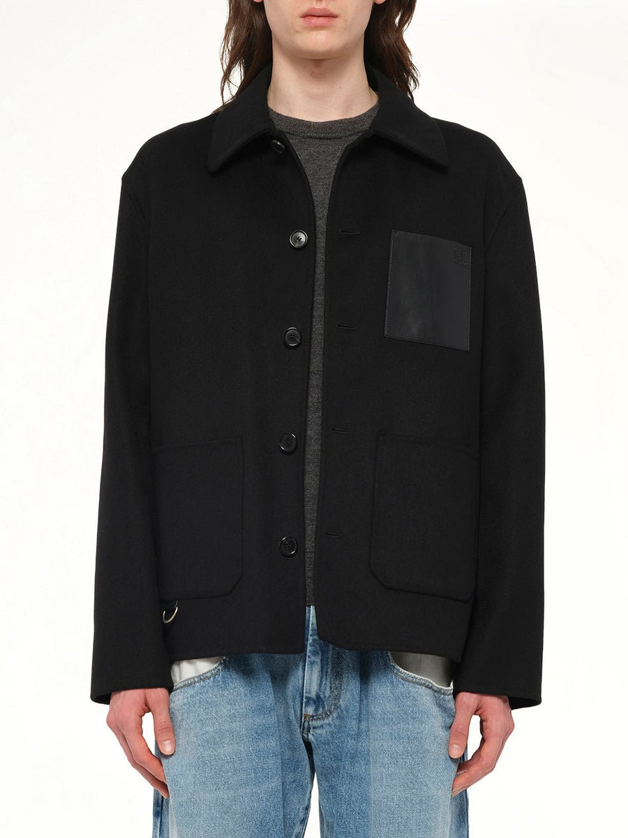 Wool Workwear Jacket in Black