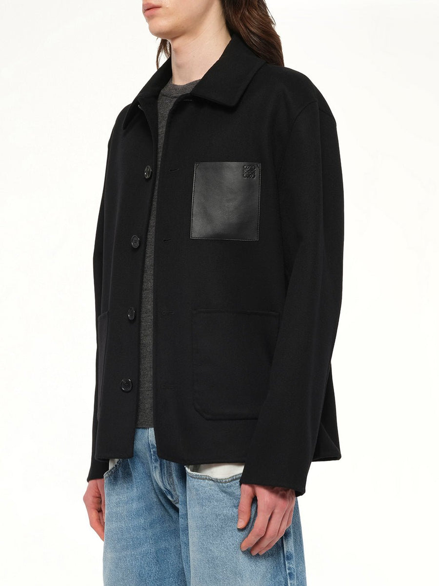 Wool Workwear Jacket in Black