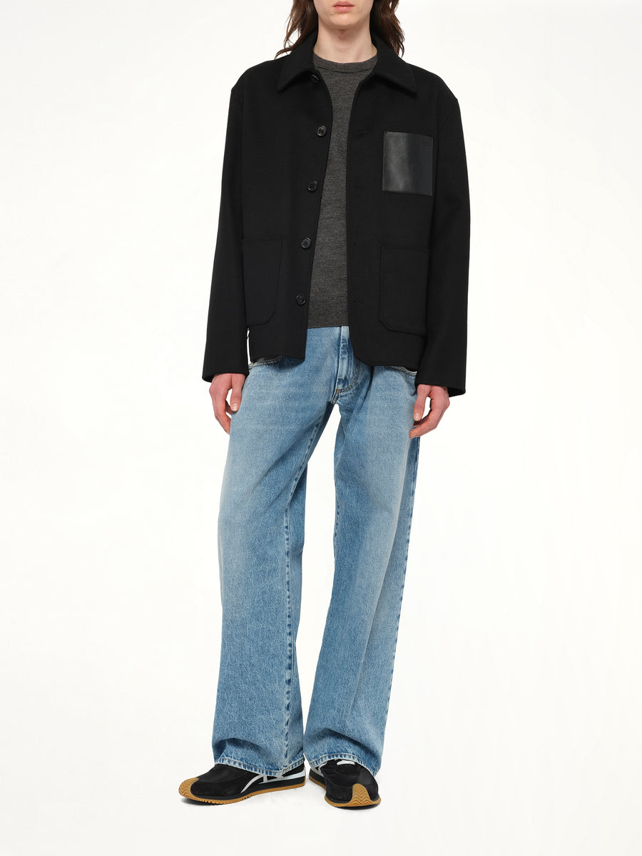 Wool Workwear Jacket in Black