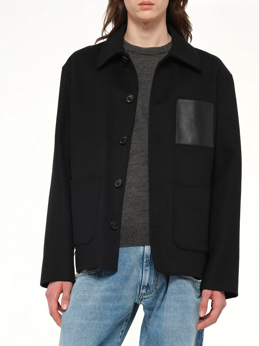 Wool Workwear Jacket in Black