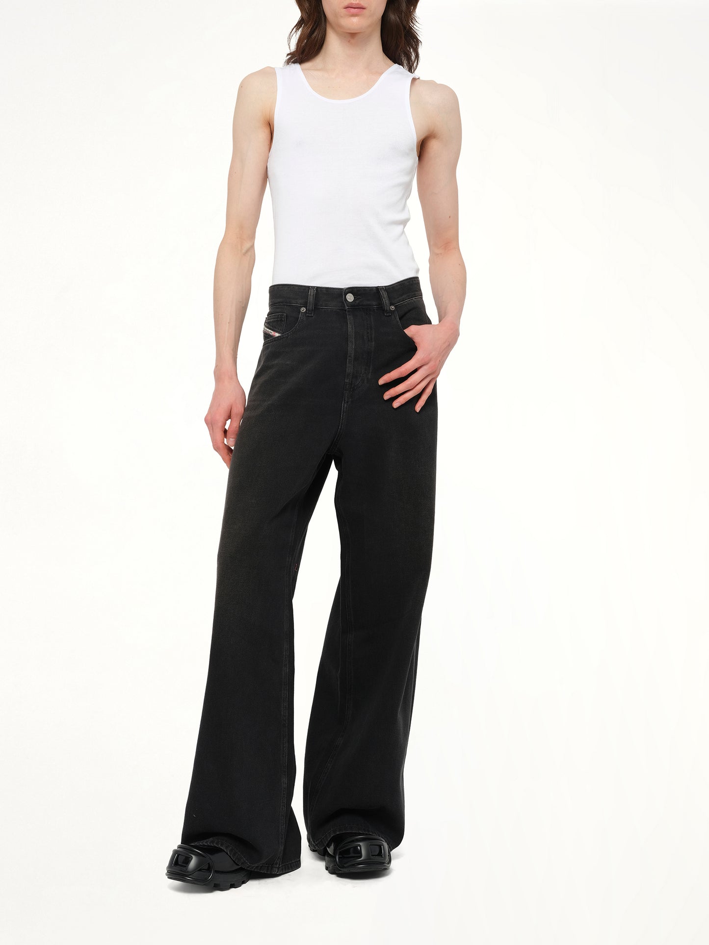 D-RISE Wide Jeans in Black/Dark Grey