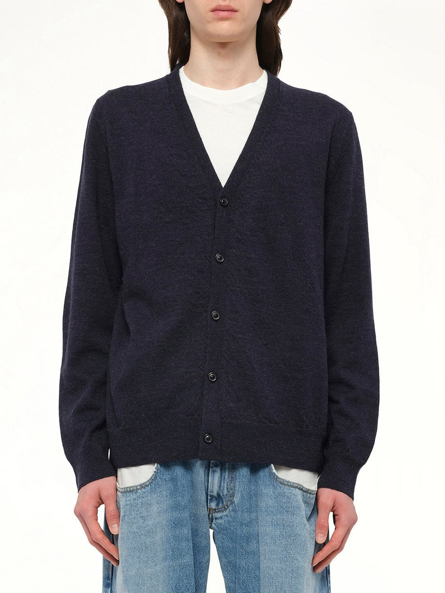 Gauge 12 Elbow Patch Cardigan in Navy
