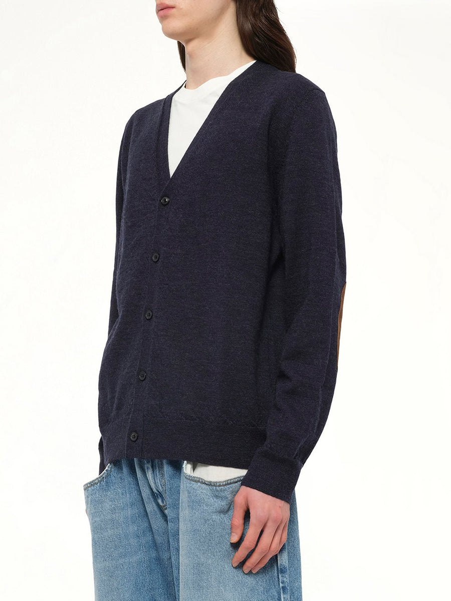 Gauge 12 Elbow Patch Cardigan in Navy