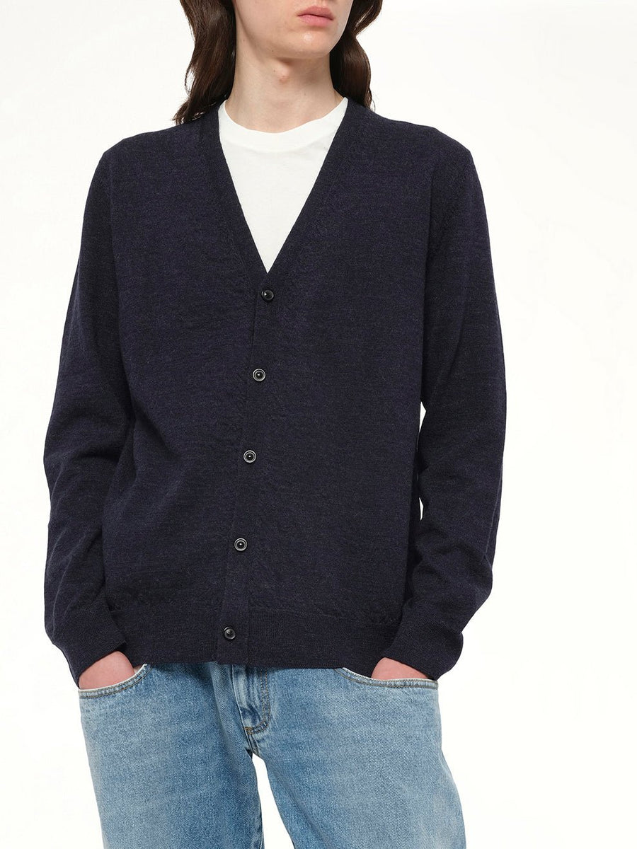 Gauge 12 Elbow Patch Cardigan in Navy