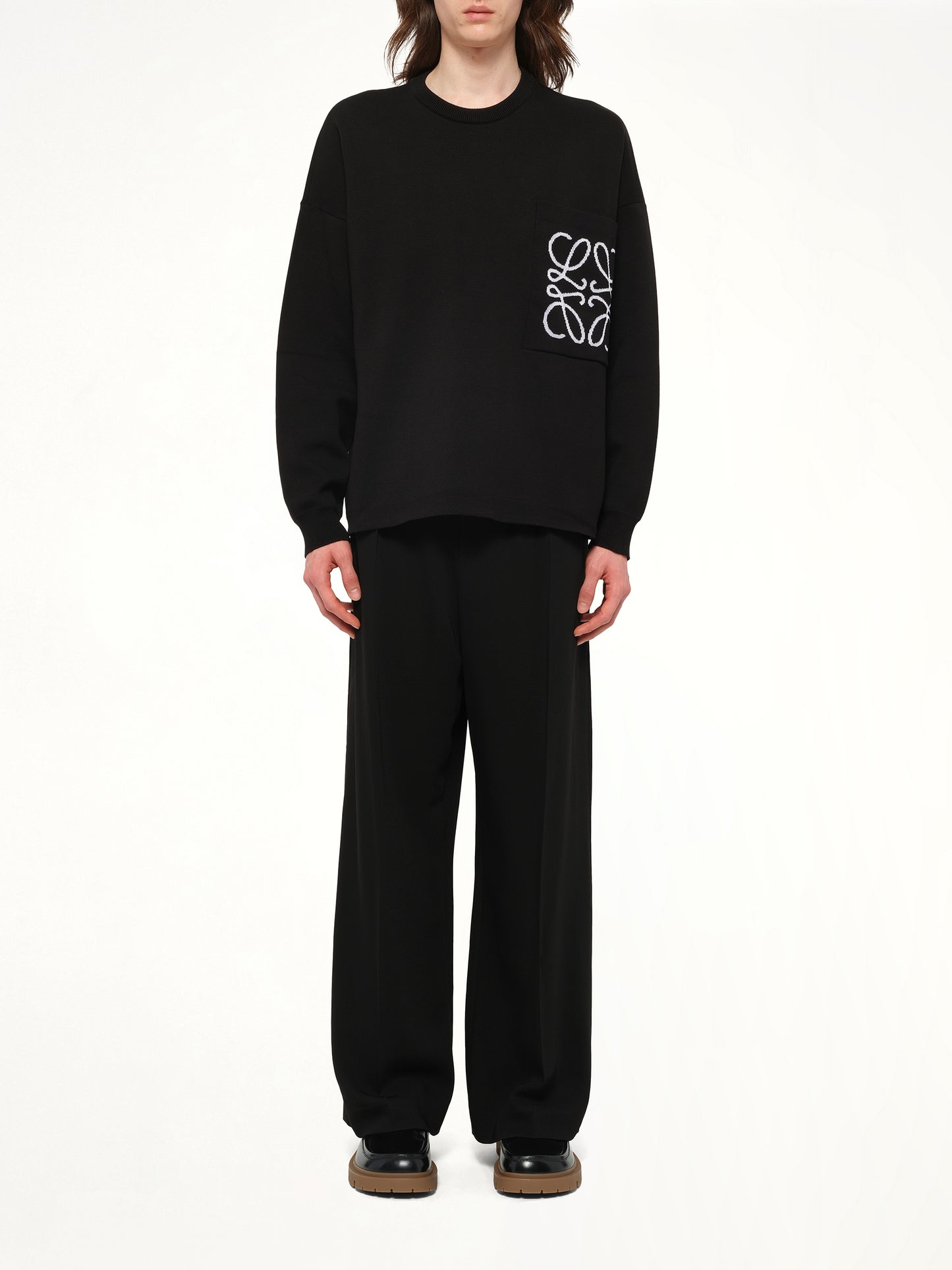 Anagram Pocket Sweater in Black