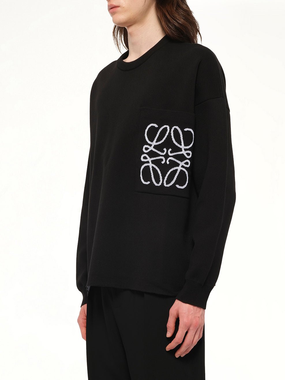 Anagram Pocket Sweater in Black