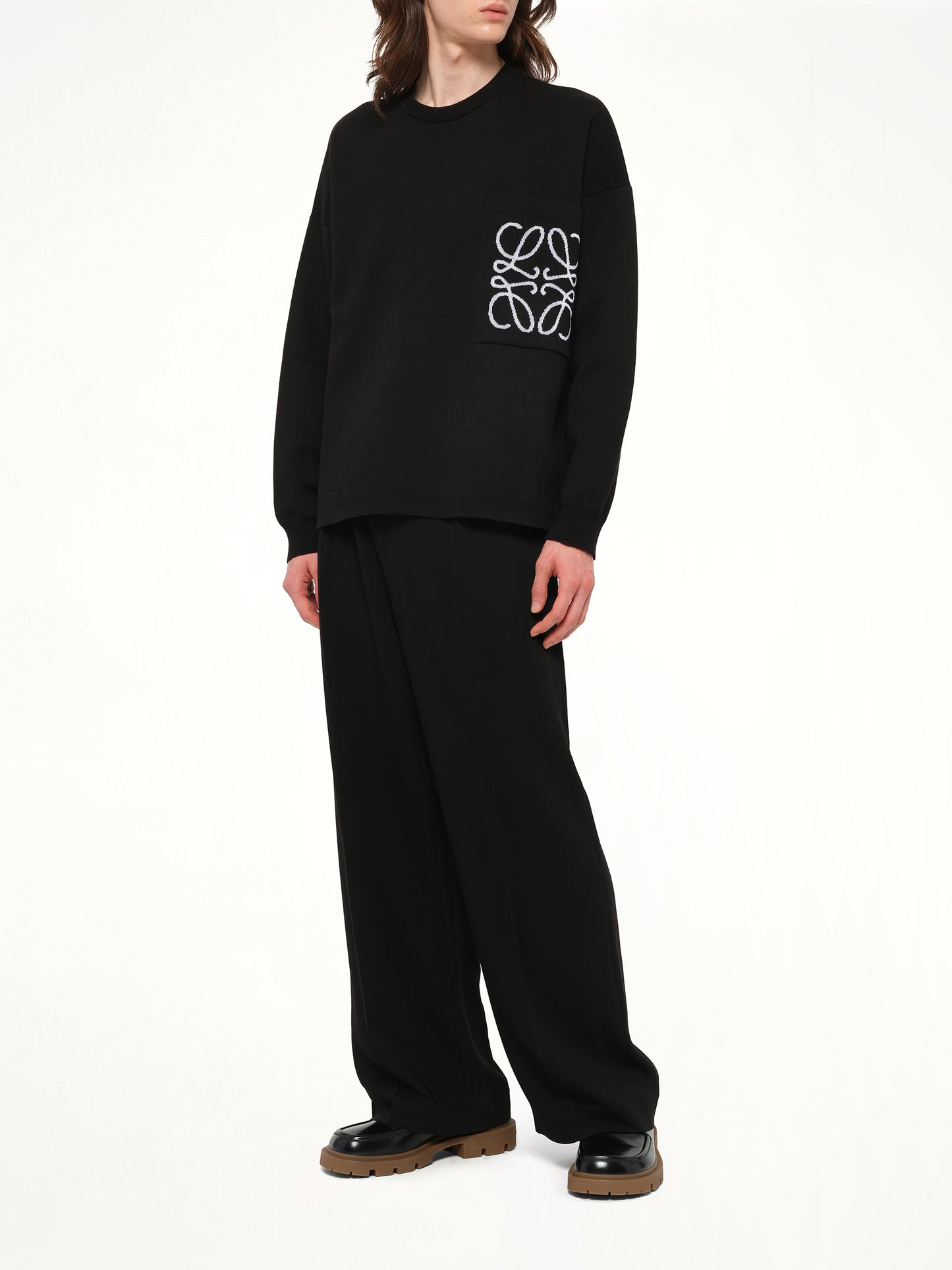 Anagram Pocket Sweater in Black