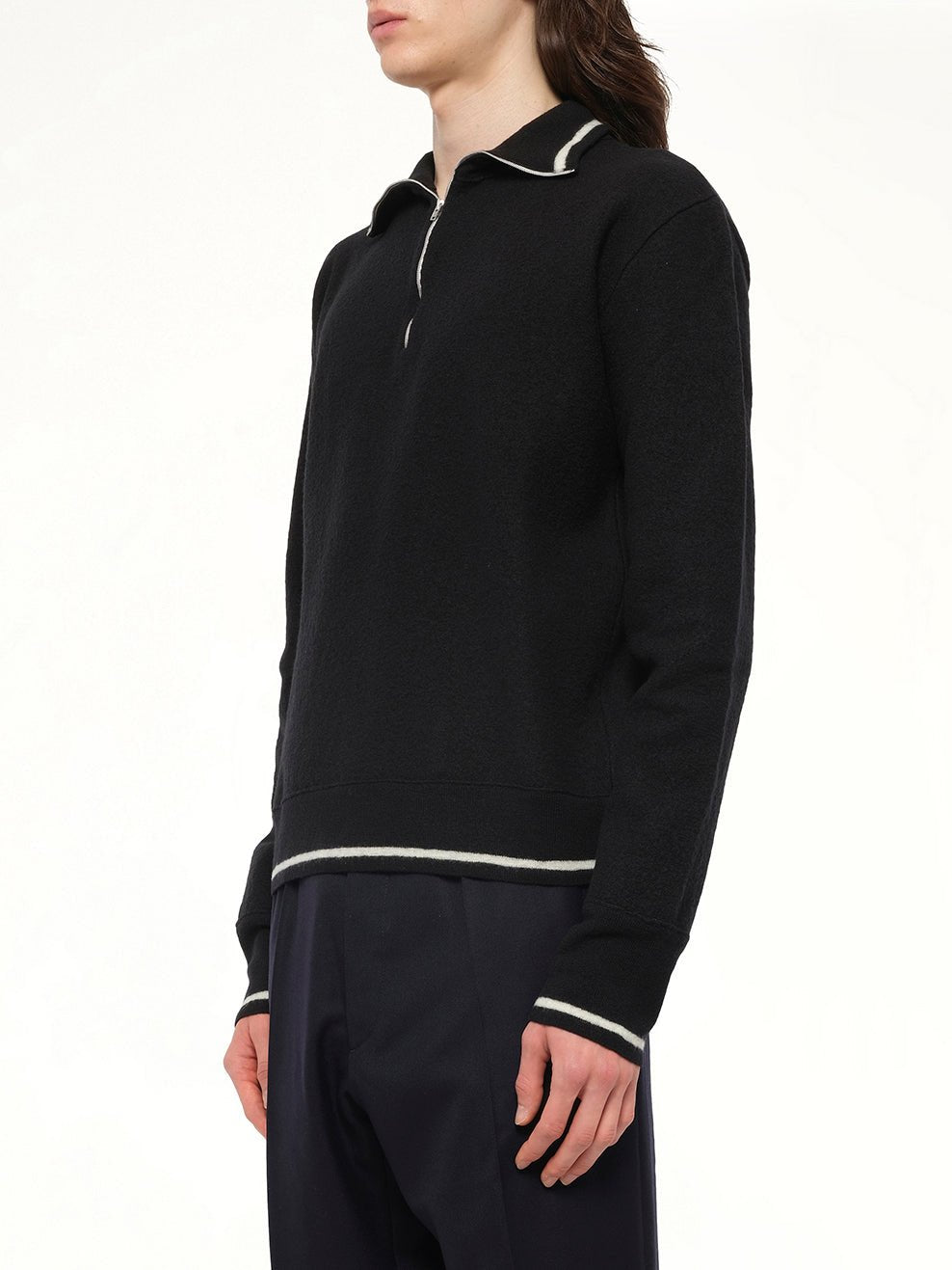 Gauge 14 Felted Zip Sweater in Black/Off White