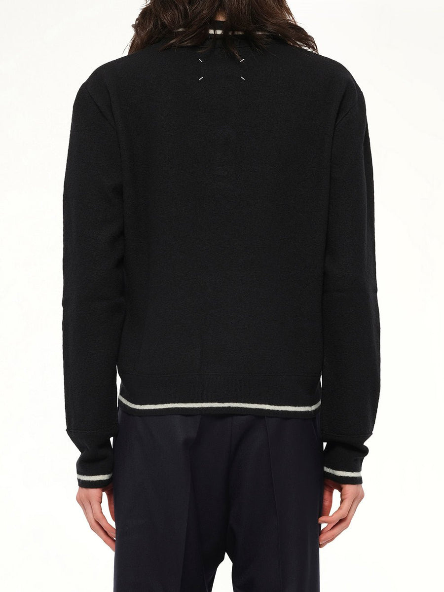 Gauge 14 Felted Zip Sweater in Black/Off White