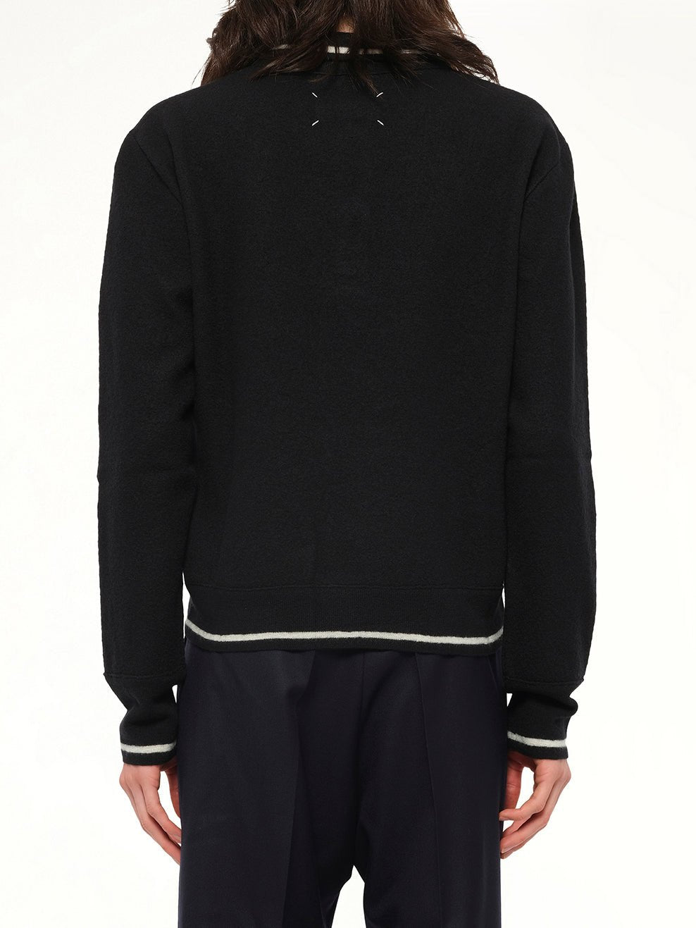 Gauge 14 Felted Zip Sweater in Black/Off White