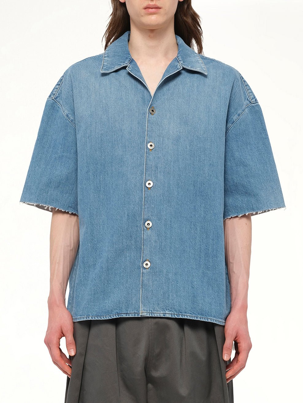 Anagram Short Sleeve Shirt in Washed Denim