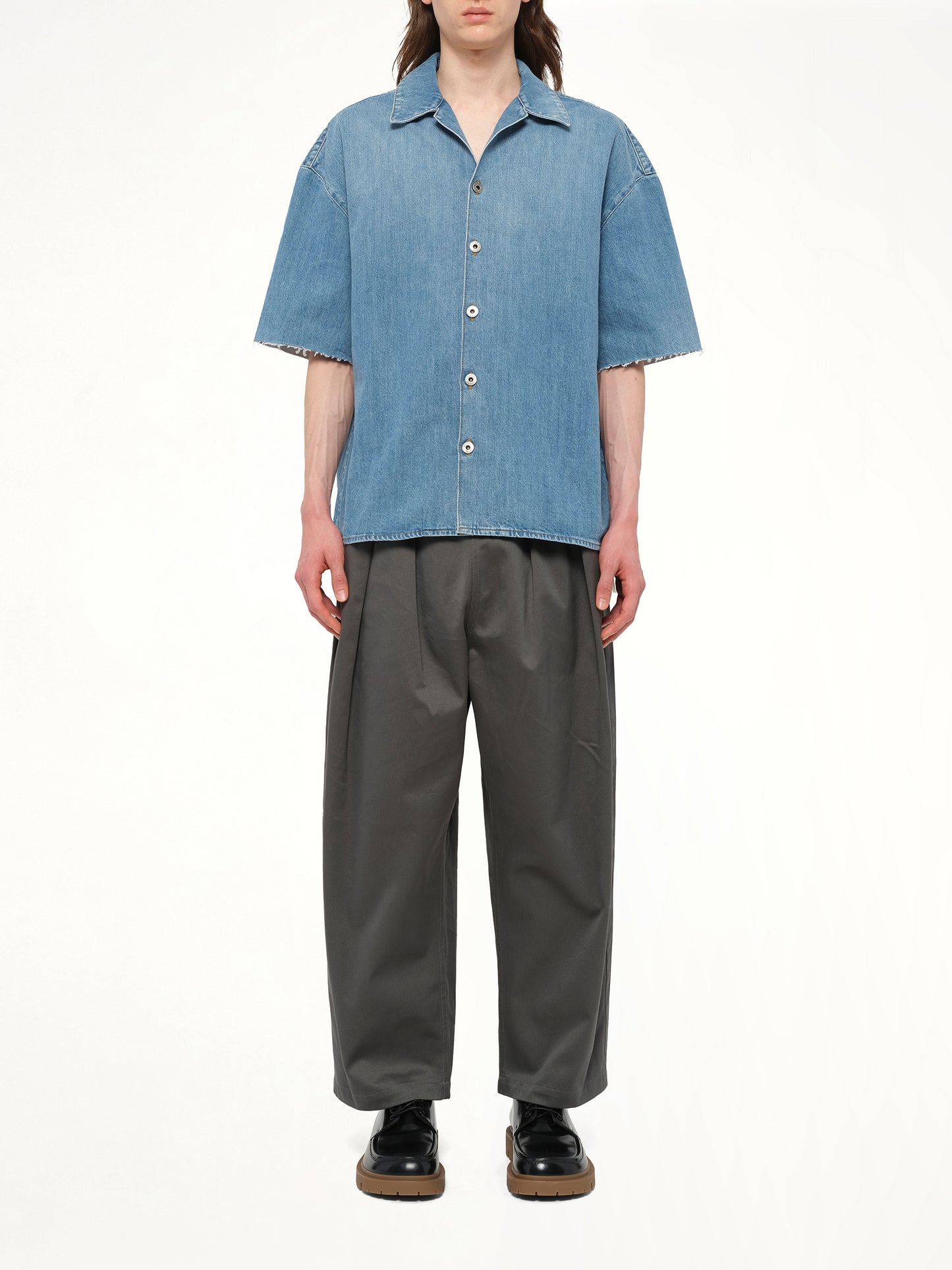 Anagram Short Sleeve Shirt in Washed Denim